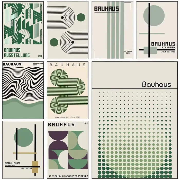 B-Bauhaus – affiche moderne de lignes de couleur verte