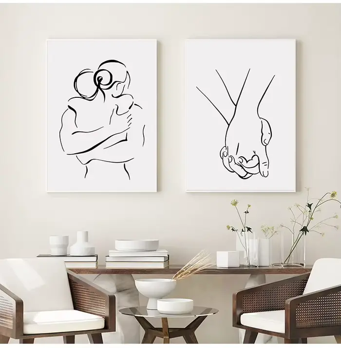 Affiches de ligne de Couple d'amour romantique
