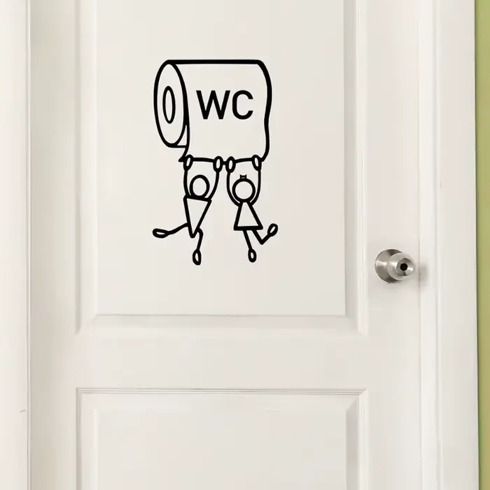 Autocollant mural «WC» en PVC