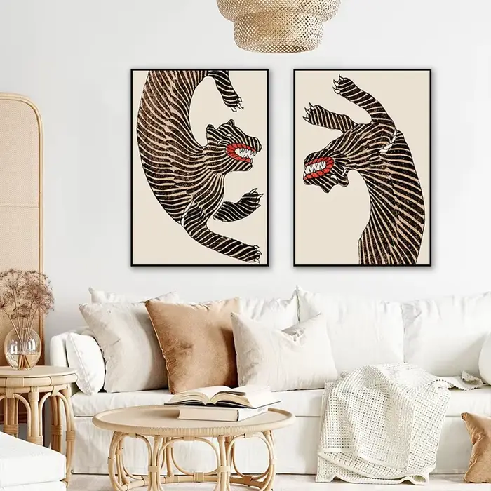 Affiche de tigre de style japonais