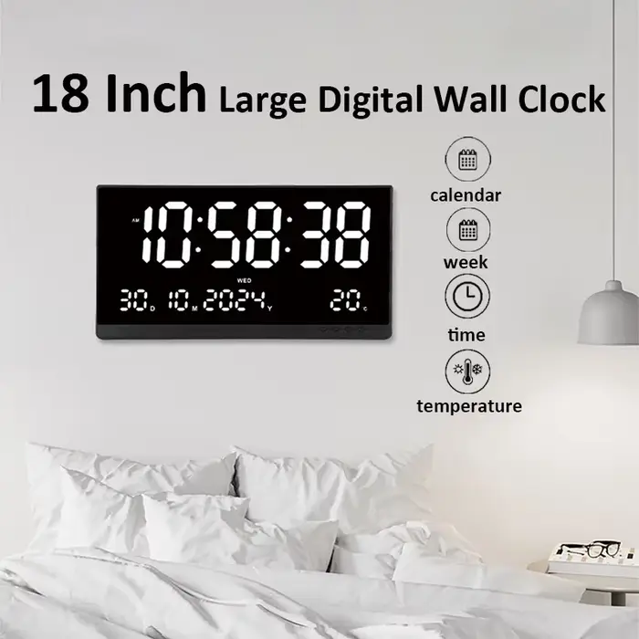 Grande horloge murale numérique de 21 pouces