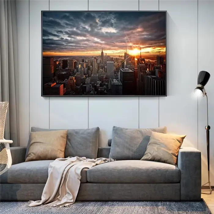 Peintures sur toile avec vue au coucher du soleil de la ville de New York