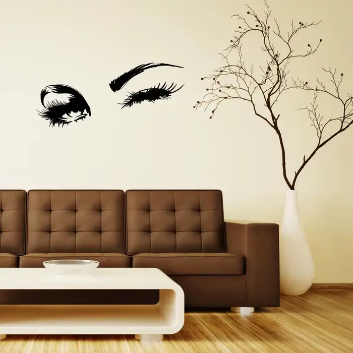 Autocollants Muraux Yeux Charmants et Cils Éblouissants Décoration Murale Vinyle Adhésif Stickers Design Intérieur Chambre