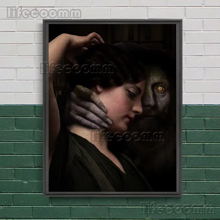 La fille et la vieille femme solitaire par la sécurité, impression d'art mural vintage, la femme et 