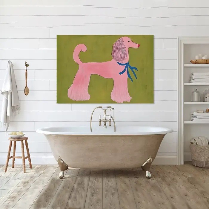 Poodle rose fantaisie chat chien Art impression peinture affiches abstraites contemporaines pépinière enfants chambre d'enfants Dopamine décor à la maison