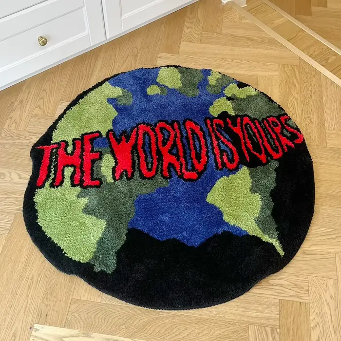 Terre tapis rond tapis de salle de bain anti-dérapant doux coussin tapis de chevet tapis sol chambre