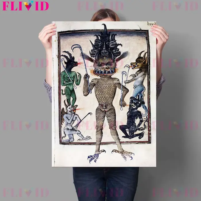 Toile avec Images démoniques de diable et de ses démons au 15ème siècle