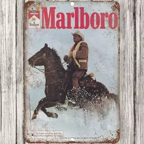 Pancarte Murale en Étain Rétro Amusante avec Motifs de Tabac, Cigarettes, Cowboy et Indicateurs Arti
