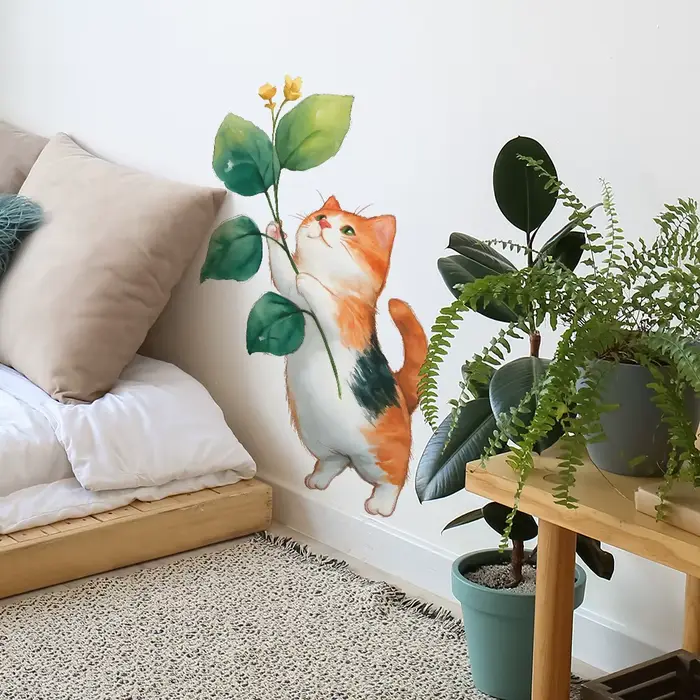 Autocollant Mural chaton malheureux peint