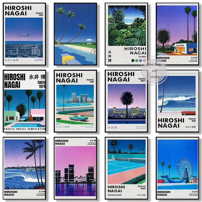 Affiches d'art de plage Vaporwave