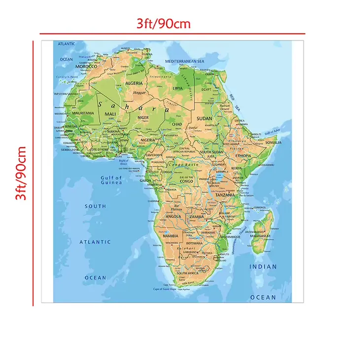 Carte topographique de l'Afrique