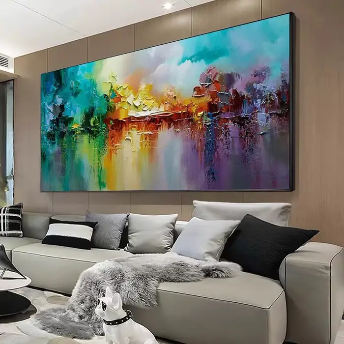Peinture à l'huile de toile moderne faite à la main pour la décoration de salon