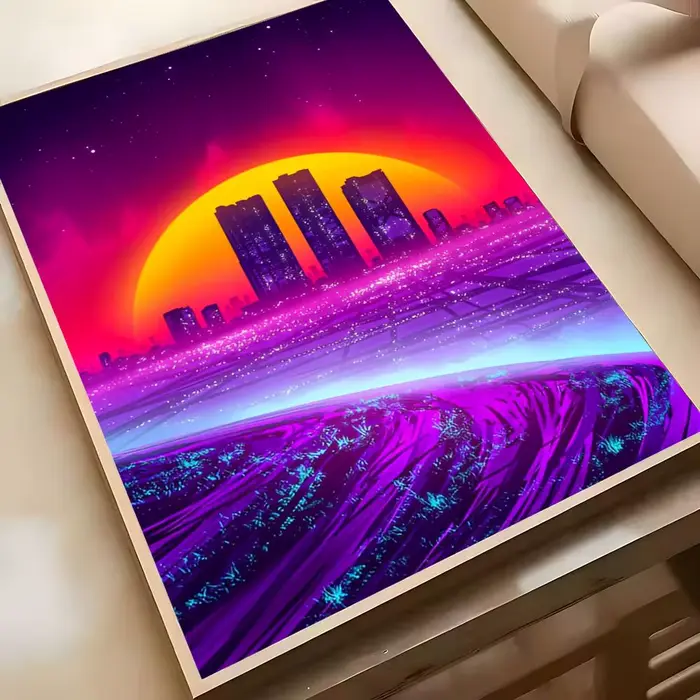 Affiche néon Retrowave Synthwave, autocollant mural HD étanche, décor esthétique auto-adhésif pour l