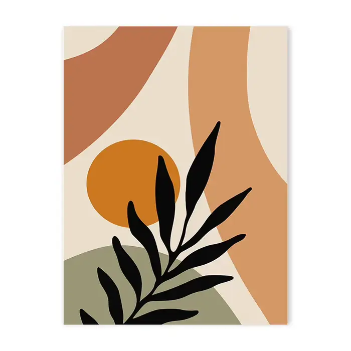 Peinture sur toile de feuilles de bohème orange, affiches de lignes géométriques abstraites, impress