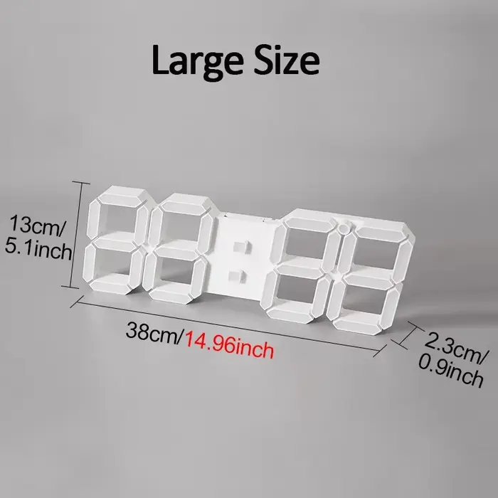 Grande horloge murale LED 3D avec télécommande