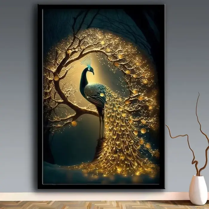 Peinture sur toile d'arbre de paon doré