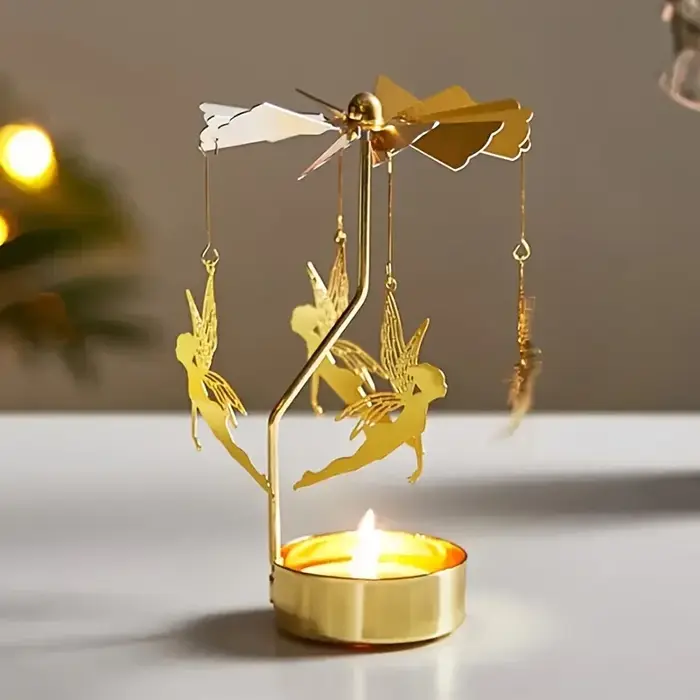 Bougeoir rotatif à chaud en métal, porte-bougie de Noël, fête de mariage, cadeau de décoration, QueP