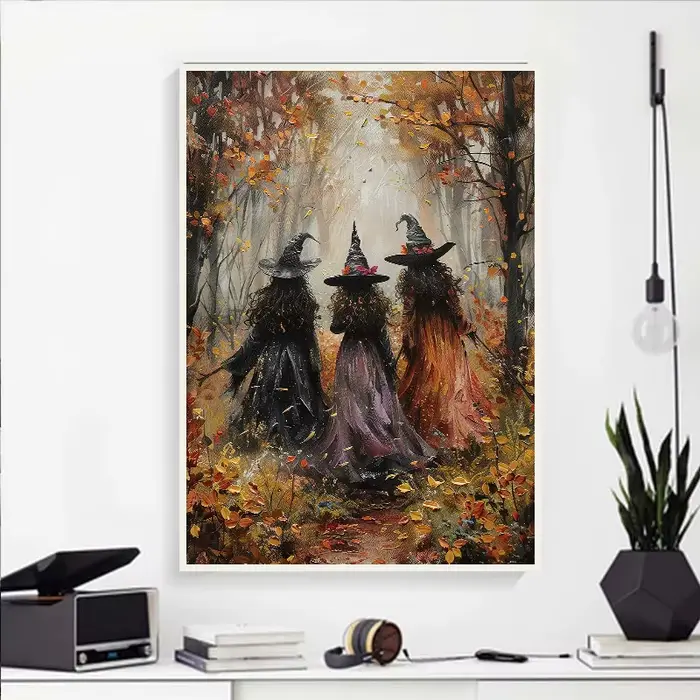 Affiche de décoration murale de sorcière foncée d'halloween