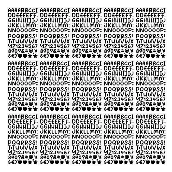 26 lettres numéro dessin animé lettre autocollant 0.5 pouces