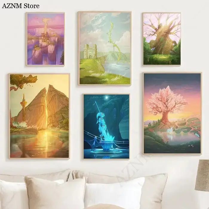 Peinture sur toile du village d'Hyrule