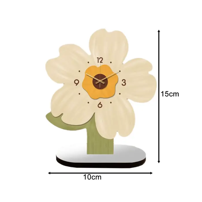 Horloge murale de fleur de dessin animé artistique, horloge muette mignonne, ornement créatif pour l