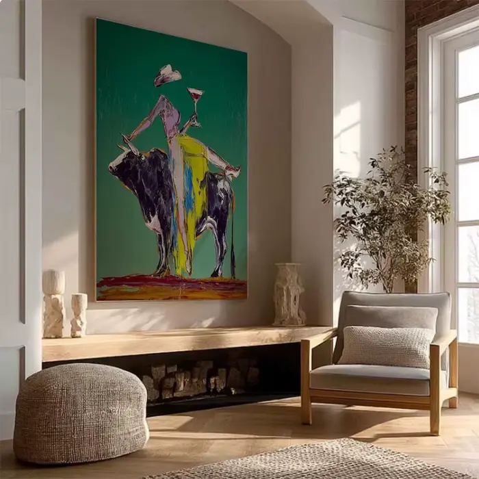 Peinture à l'huile abstraite faite à la main sur toile