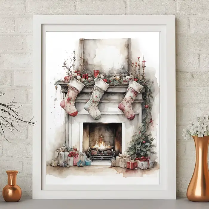 Affiche murale vintage de paysage esthétique de Noël