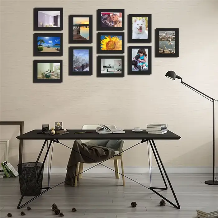 11 pièces cadre Photo Photo ensemble amovible Mural noir blanc couleur bricolage Photos cadres autoc