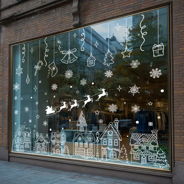 Autocollants de Noël pour fenêtres, autocollants muraux de Noël, décorations murales pour la maison,