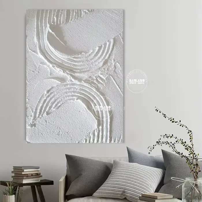 Peinture sur toile abstraite de ligne blanche