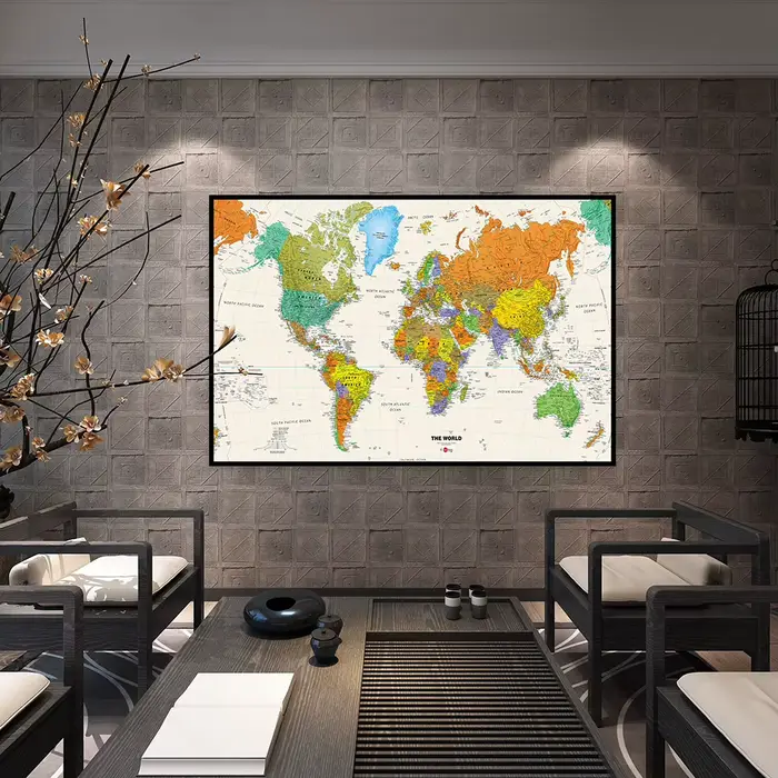Affiches murales Vintage de carte du monde 59x42cm, imprimés d'art mural moderne, peinture sur toile, image pour l'éducation, fournitures scolaires et de bureau à domicile