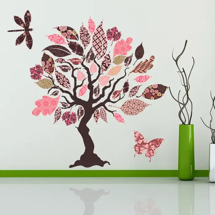 Autocollant Mural arbre coloré