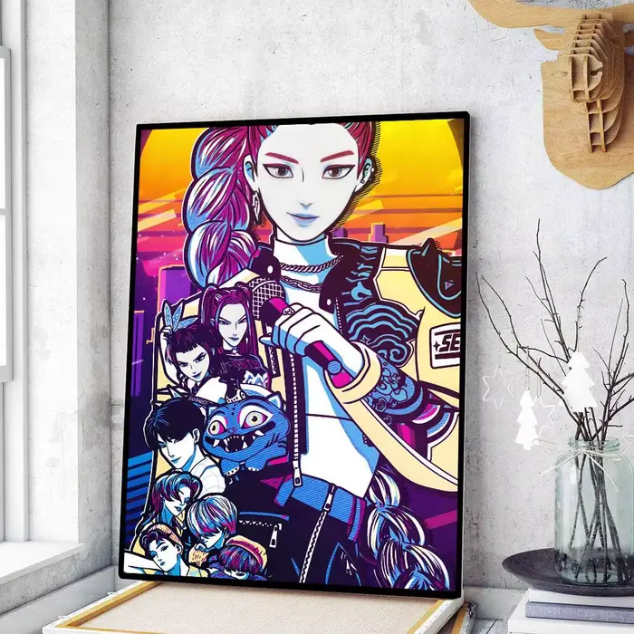 Affiche d'anime K-pop D-Demon Hunters, impression artistique, style anime, décoration de maison, cad