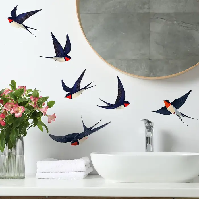 Décoration murale auto-adhésive Flying Swallow pour salon