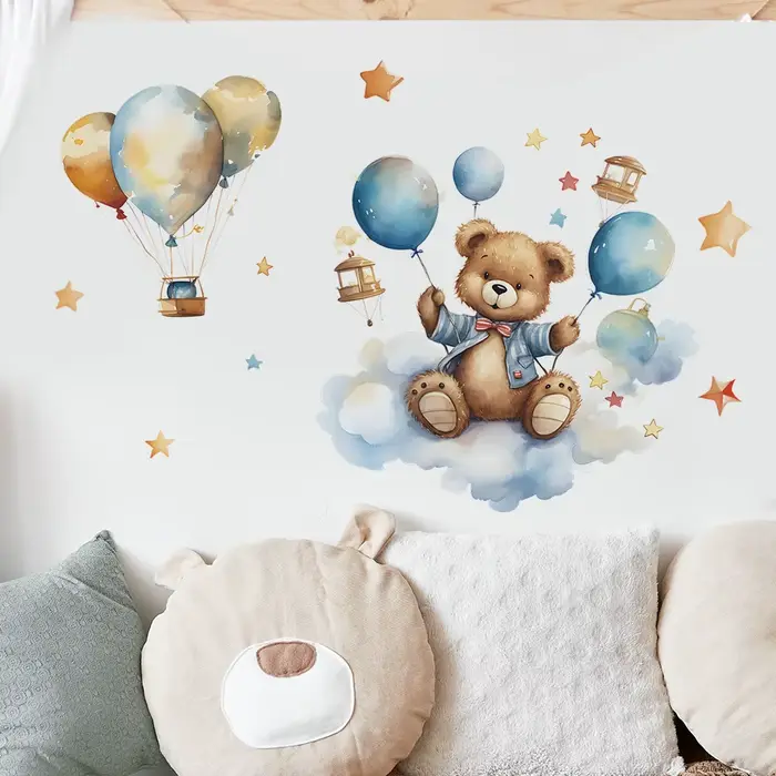 Autocollants muraux décoratifs en vinyle ours pour enfant