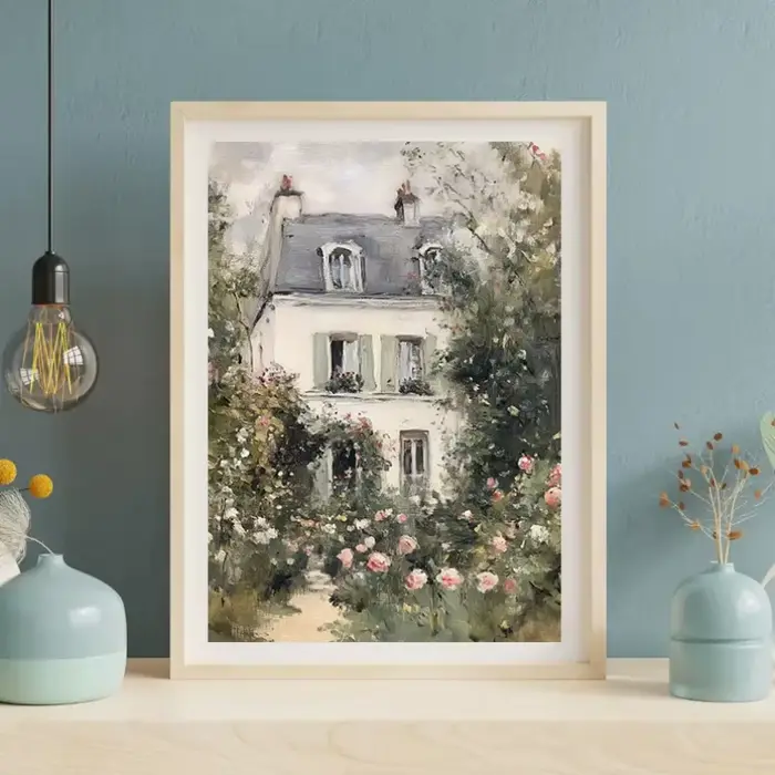 Affiche de paysage de fleurs sauvages roses