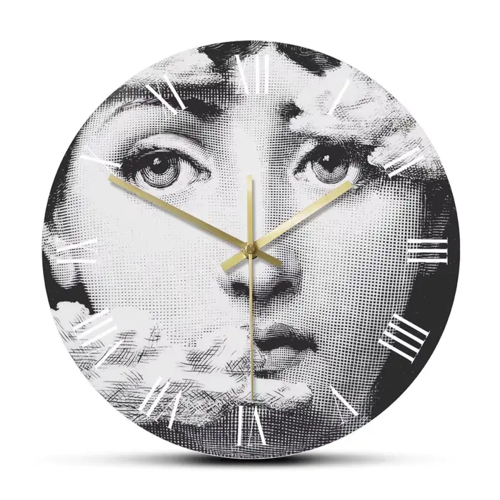 Peintre italien artiste décoratif imprimé horloge murale jeune femme Portrait horloge design décor à