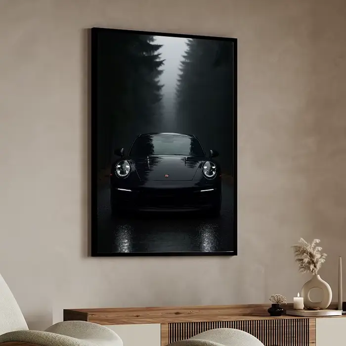 Affiche d'art de voiture de luxe noir et blanc