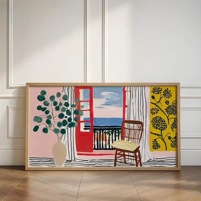 Série Matisse, toile murale abstraite avec chat noir et fleurs colorées dans un vase, peinture sur t