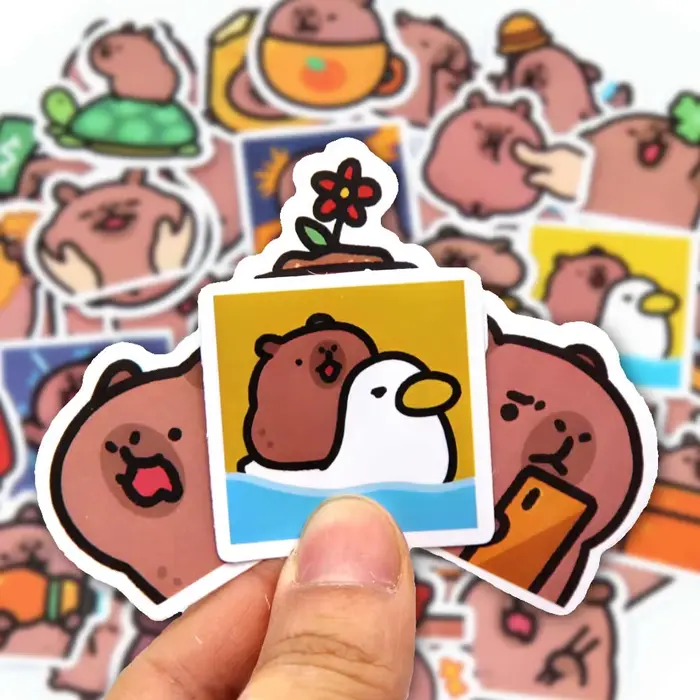 10/50/100 pièces Capybaras autocollants dessin animé mignon décalcomanies jouet papeterie guitare té