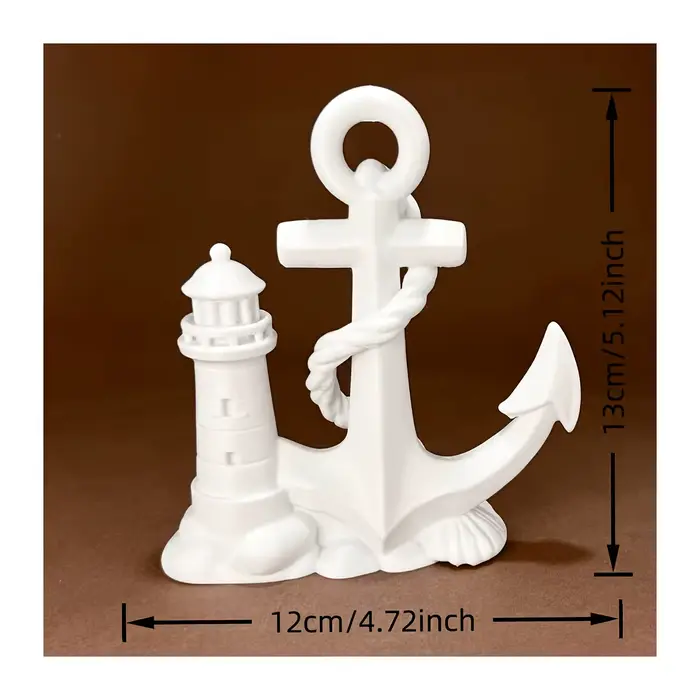Statuette DIY Ancrage Nautique et Phare pour Décoration de Maison ou Bureau Thème Plage, Ornement de
