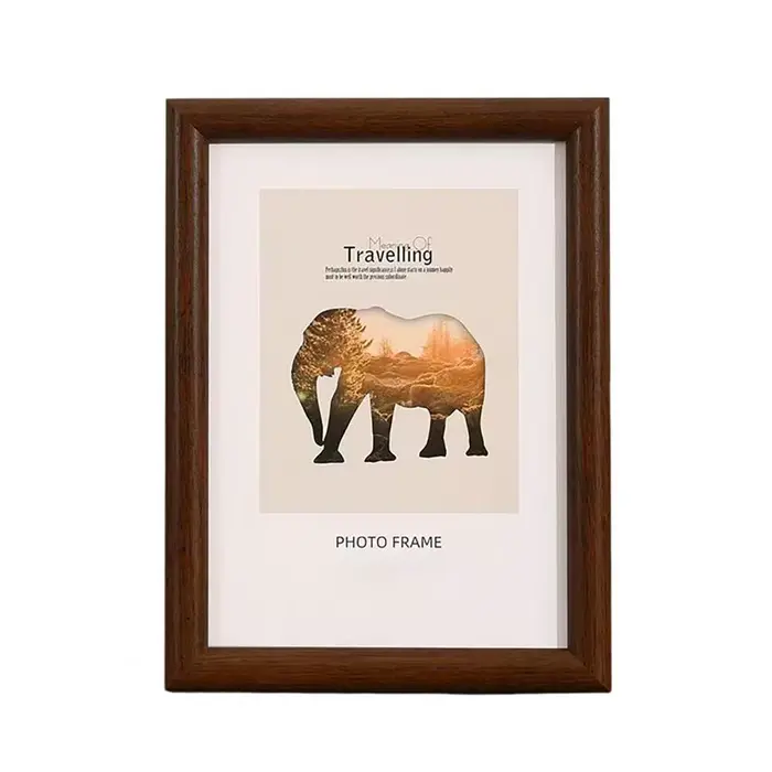 Cadre photo rectangulaire en bois avec couvercle transparent, à suspendre au mur ou à poser sur tabl