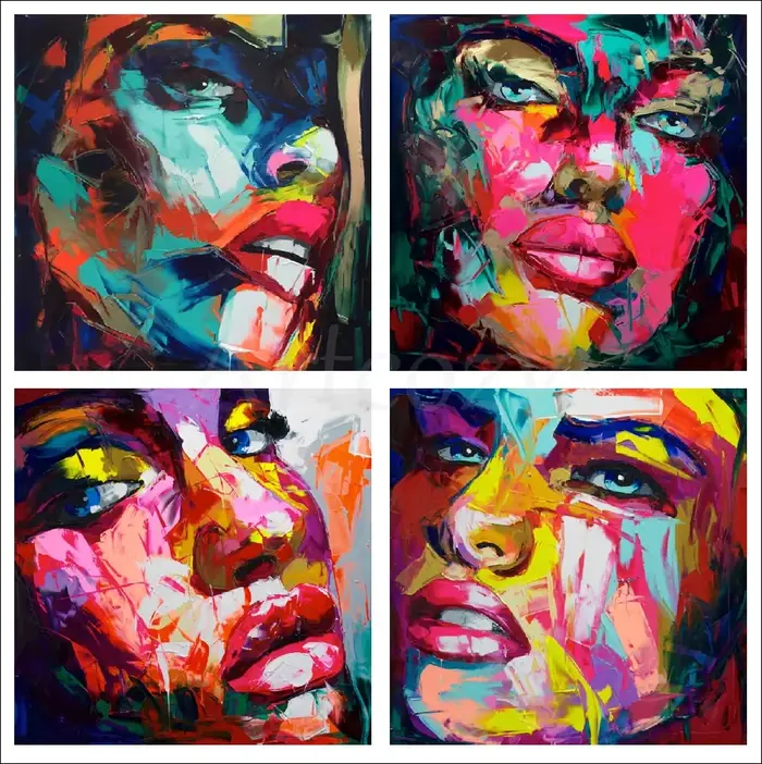 Artcozy Francoise Nielly couteau Spray toile peinture abstraite Portrait visage peinture à l'huile Figure mur Art photos décoration de la maison