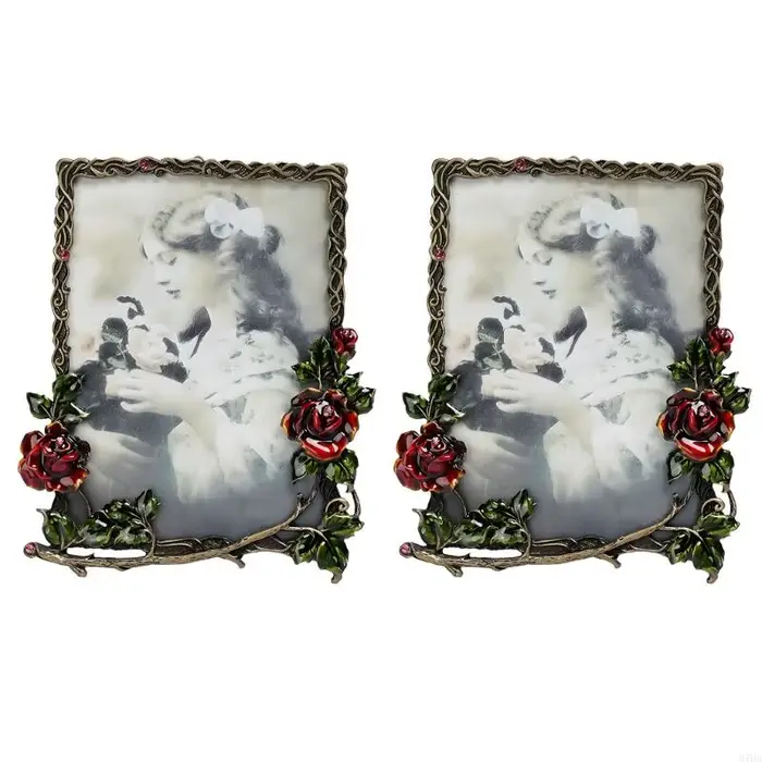 Cadre Photo table en métal en Relief Rose