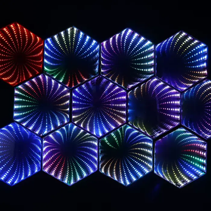 RGB 3D Hexagonal miroir Tunnel lumière LED bureau lampe d'ambiance calcul jeu musique rythme synchro