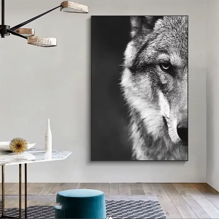 Tableau d'art mural tête de loup