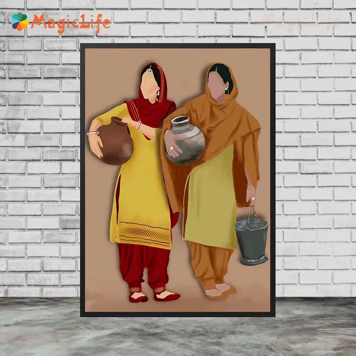 Punjine-Women Village Portrait Ethnic Posters, Wall Art Painting, Home Decor, Living Room, Canvas sans cadre