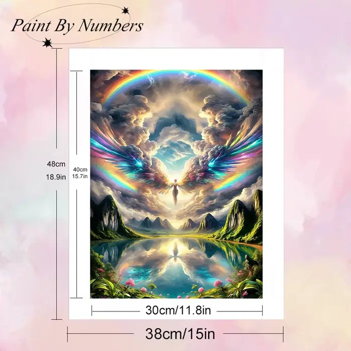 Momoart DIY Peinture par numéros encadrée, Paysage de lac, Montagne, Rivière, Toile, Décoration d'intérieur, Cadeau fait main