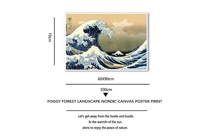 Toile murale Vintage imprimée la grande vague de Kanagawa Ukiyoe