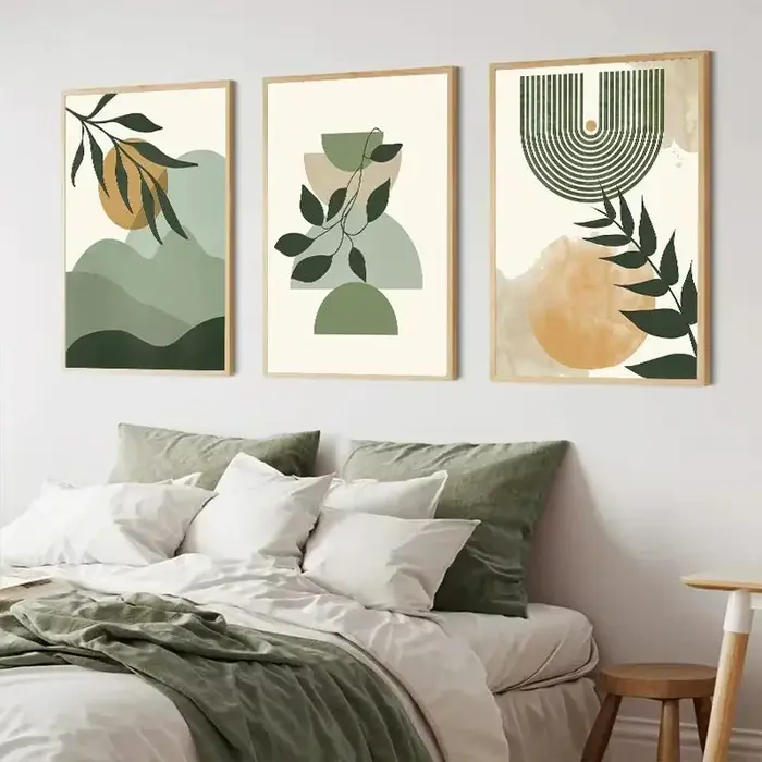 Art mural bohème vert sauge